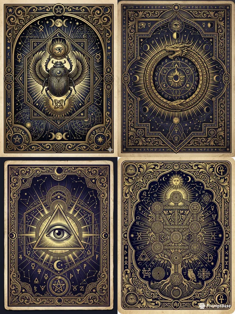Vintage Occult Tarot Engravings
