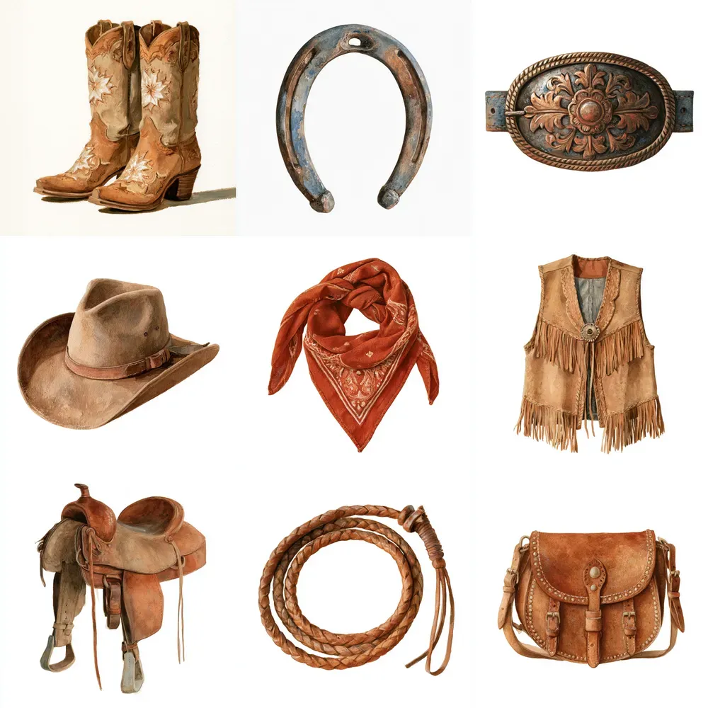 Rustic Cowgirl Ranch Accessories Clipart