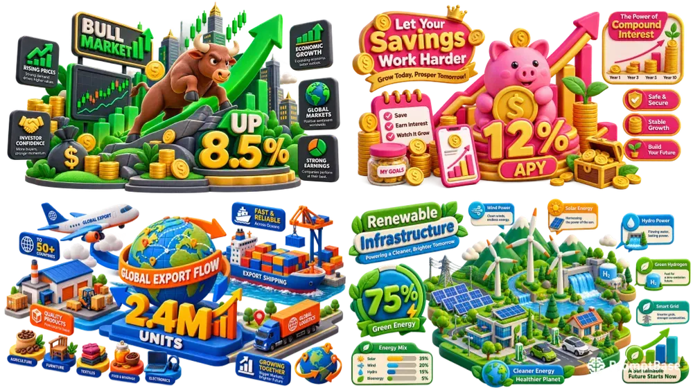 3D Economy Infographic Assets
