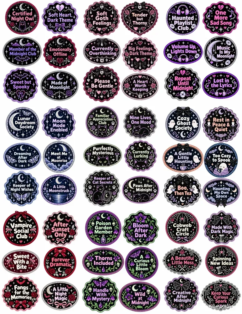 Glitter Goth Seals Badges