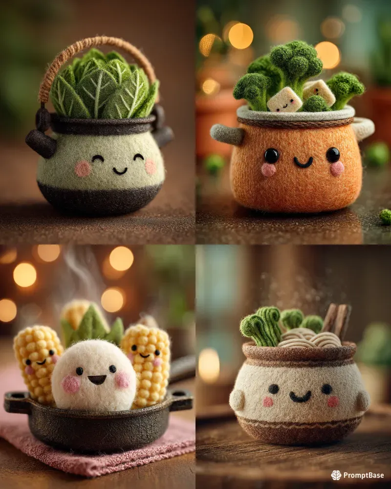 Kawaii Felt Sukiyaki Mascots