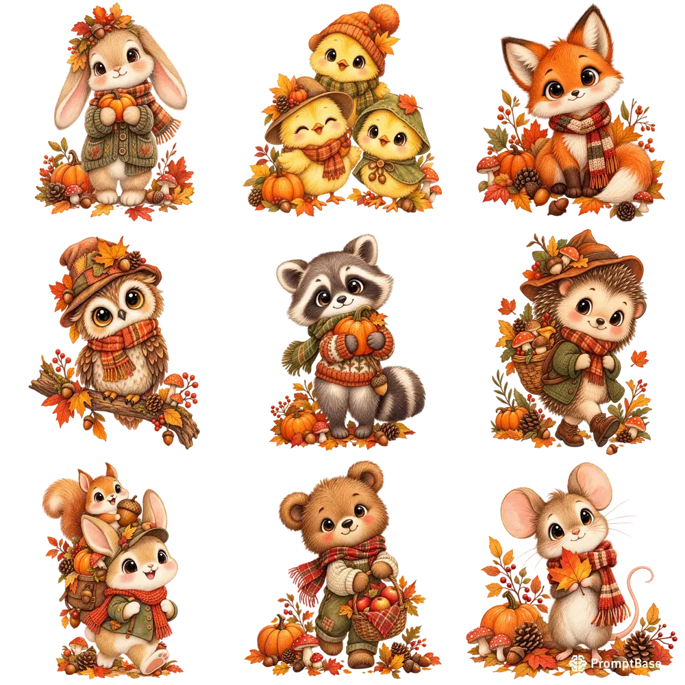 Cute Autumn Storybook Characters
