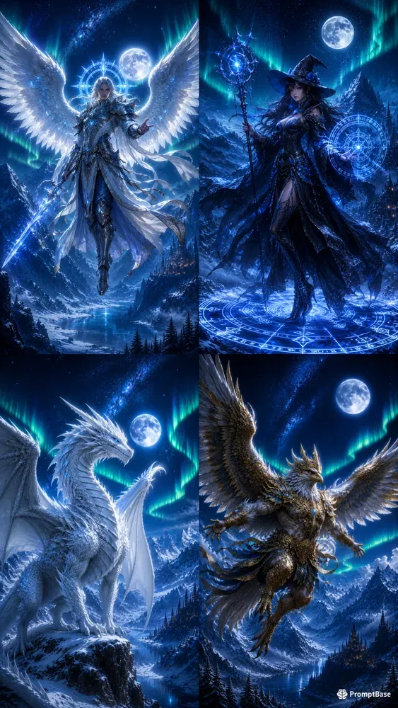 Fantasy Characters On Snowy Mountains