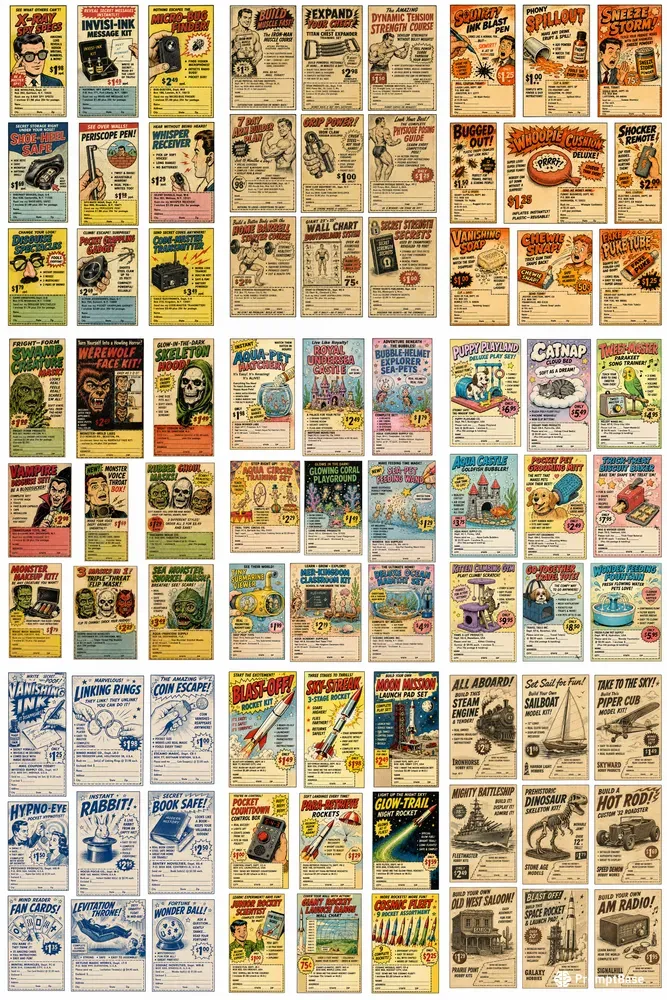 Vintage Comic Ad Cutout Sheets