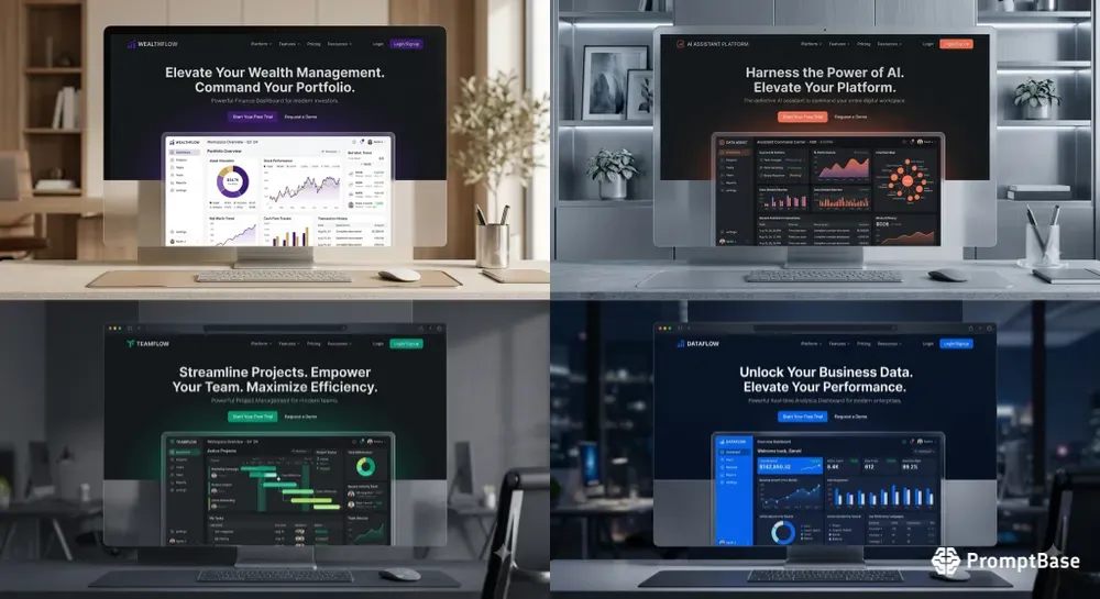Saas Dashboard Landing Page Mockups Pack