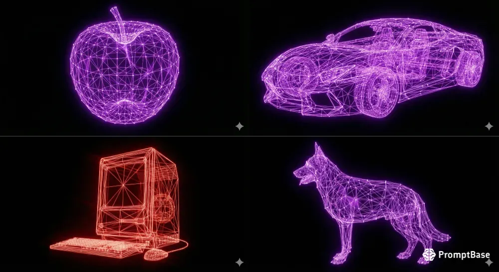 Neon Plexus 3D Wireframes