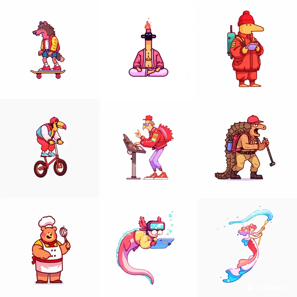 Kawaii Icon Animal Characters Clipart
