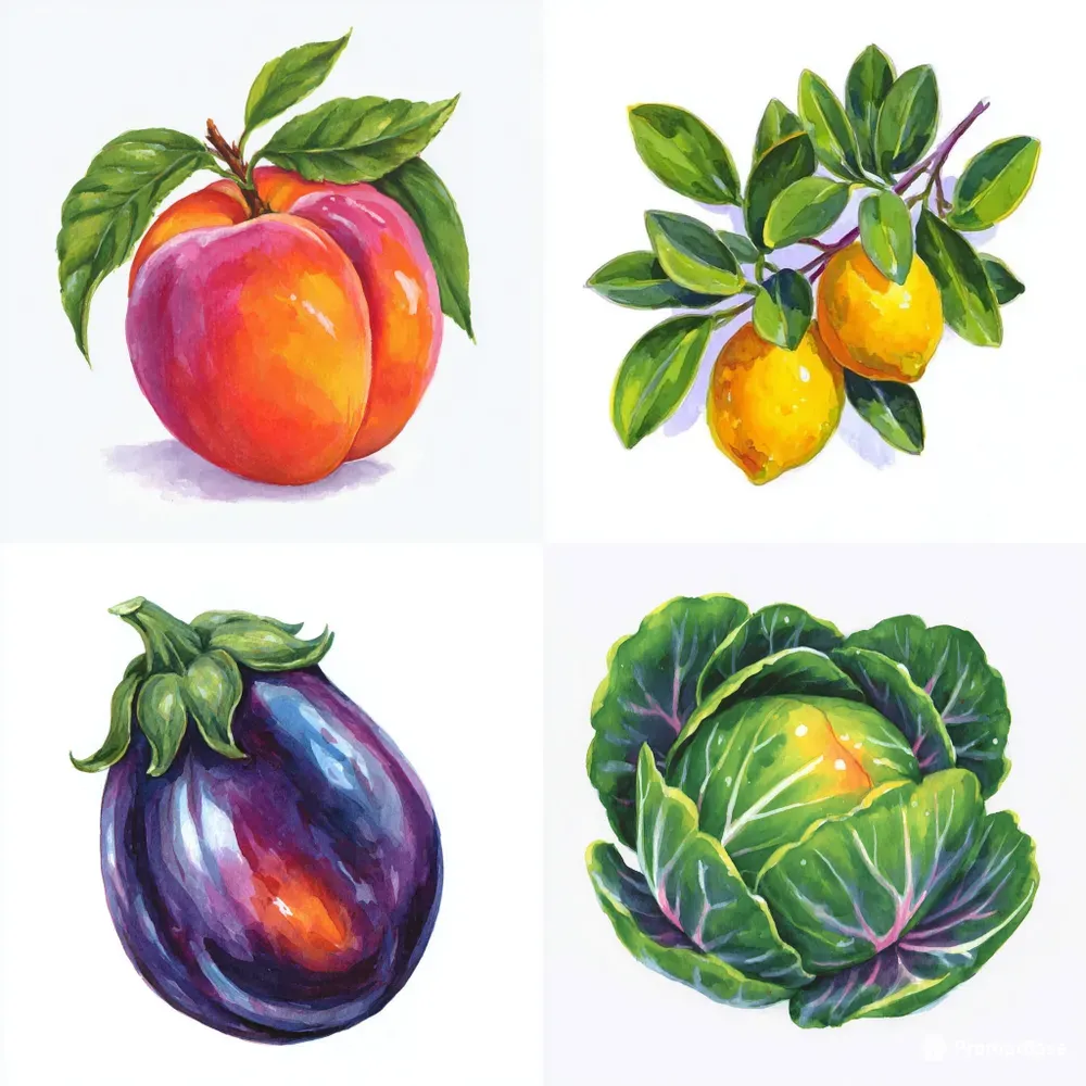 Rustic Garden Harvest Watercolor Clipart