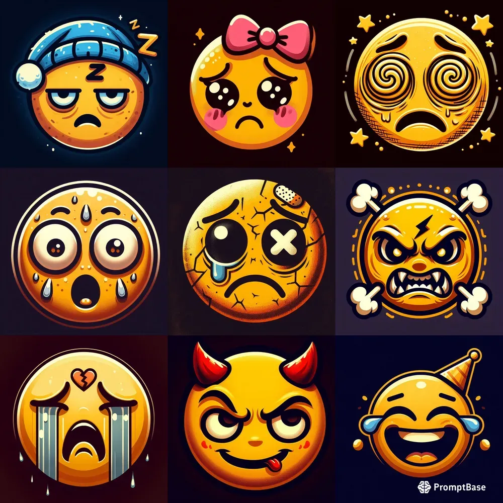 Cartoon Emoji Faces Illustrations