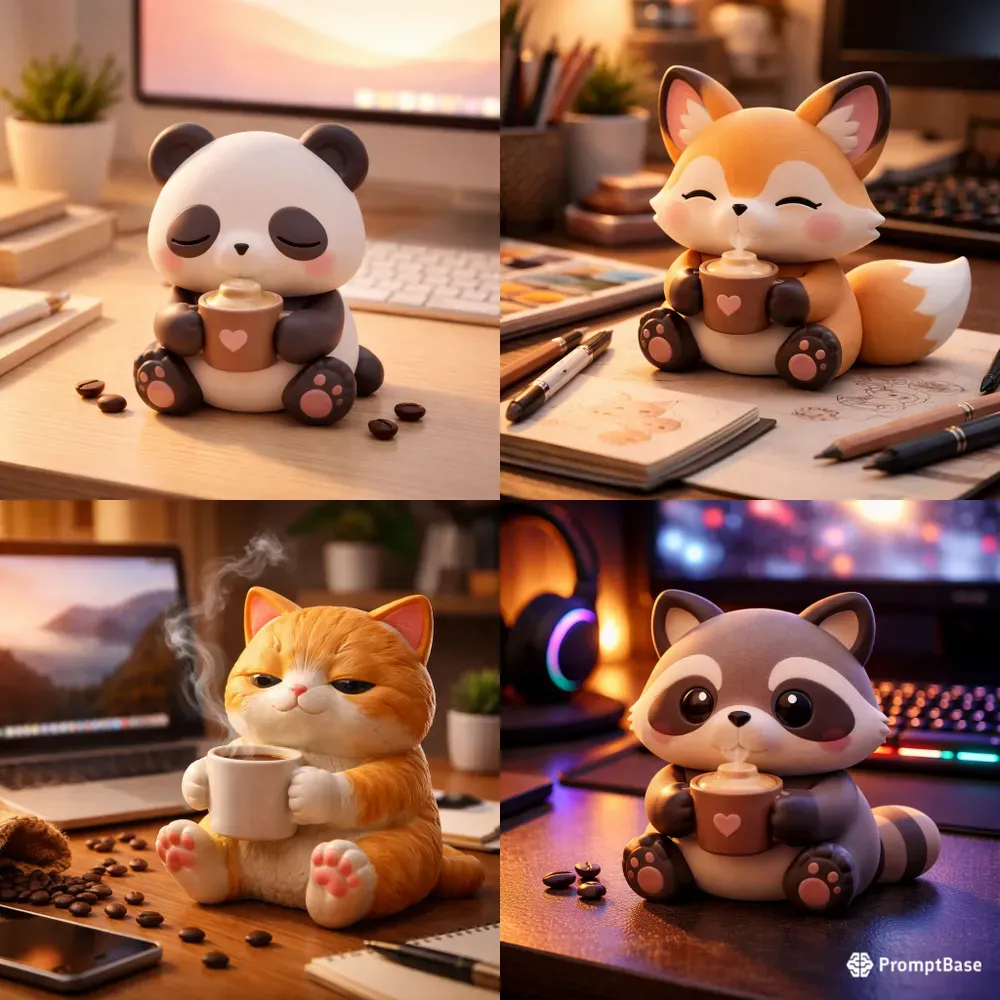 Cozy Coffee Cat Toy Scene Generator