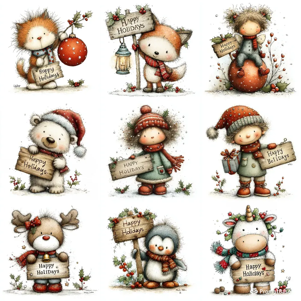 Christmas Clipart Greeting Postcards Art