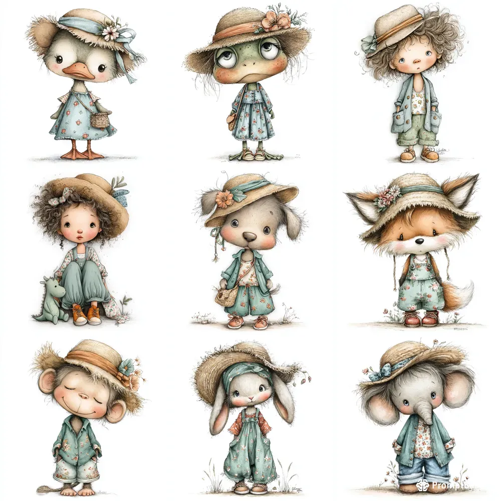 Summer Boho Kid Character Tshirt Clipart