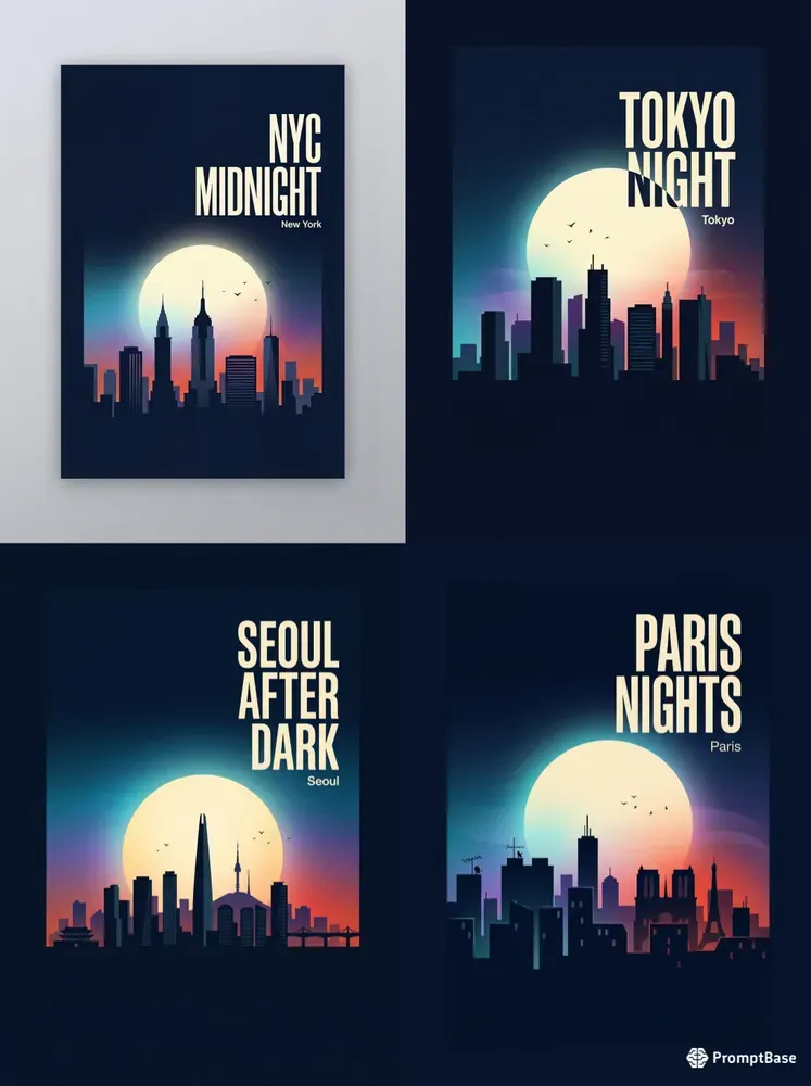 City Skyline Night Tshirt Graphics