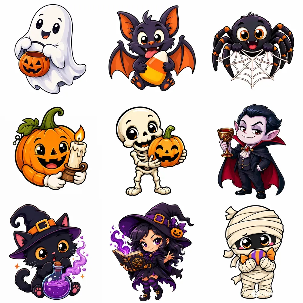 Cute Halloween Mascot Tshirt Prints