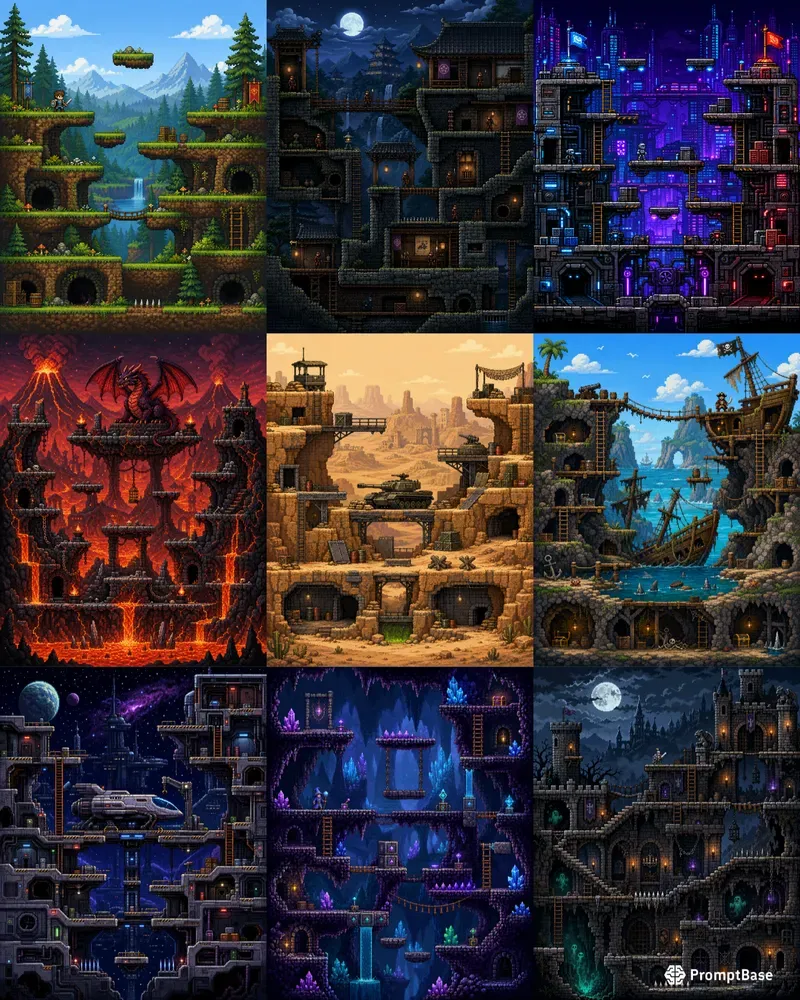 Pixel Art 2D Side Scrolling Battlefields
