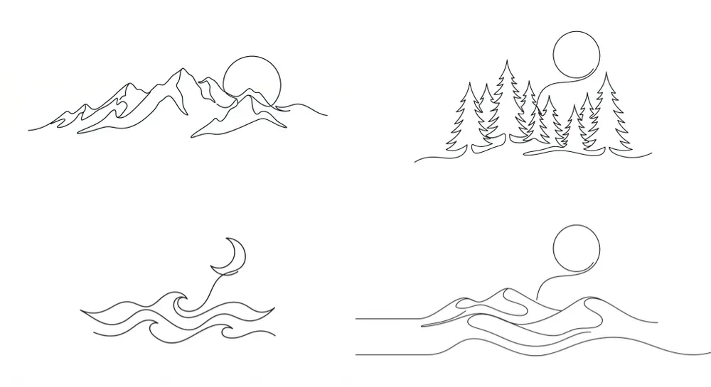 Minimalist Line Art Landscapes