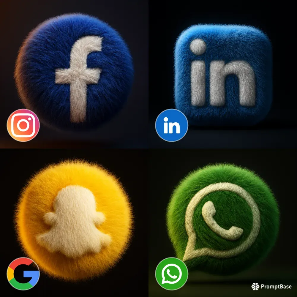 Fluffy Furry 3D Stylized Logo Icons