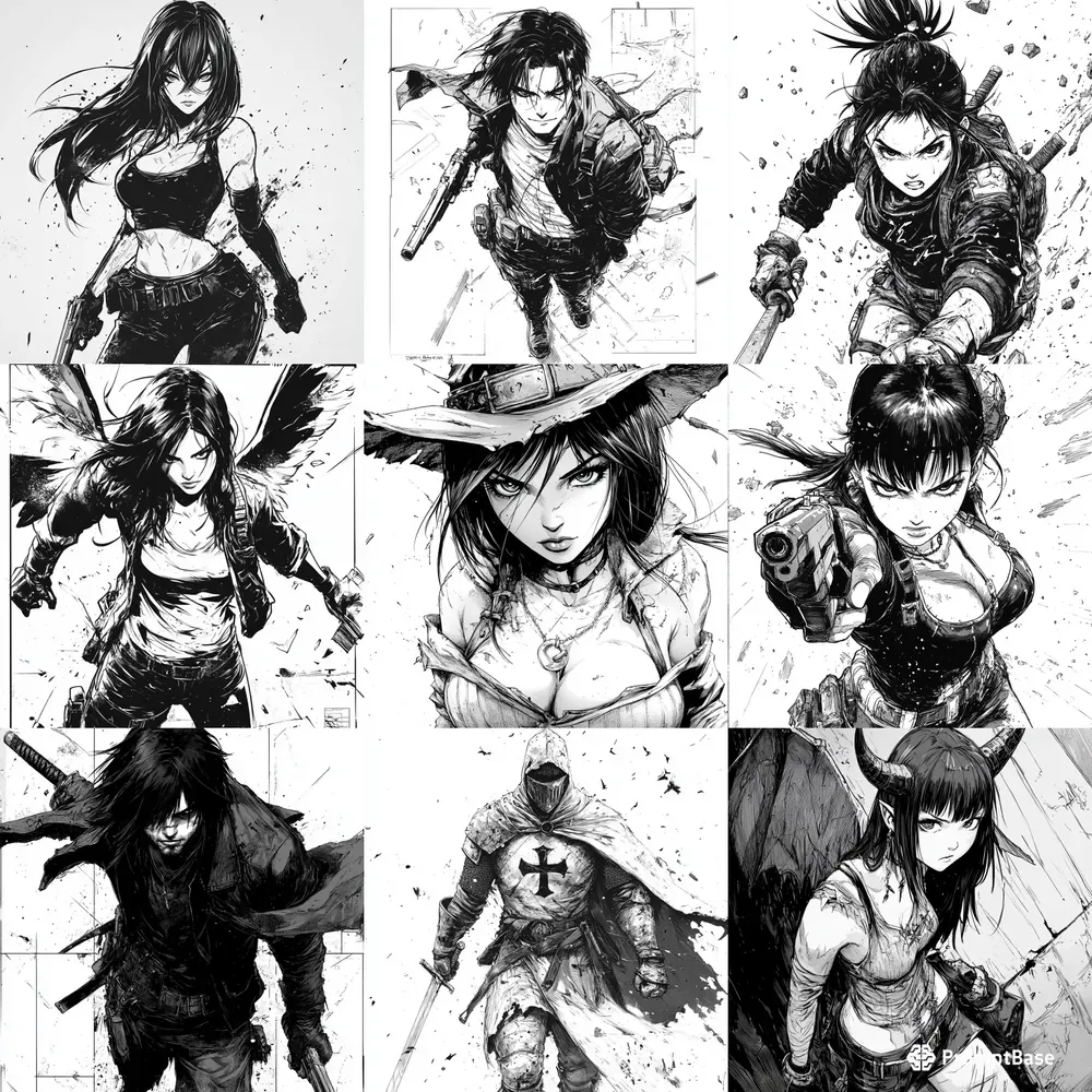 Black And White Manga Style Anime Art