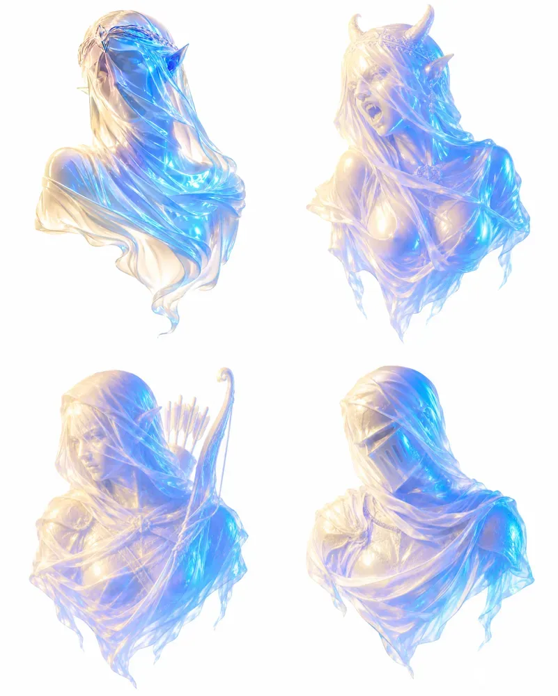 Glowing Veil Bust Tshirt Designs