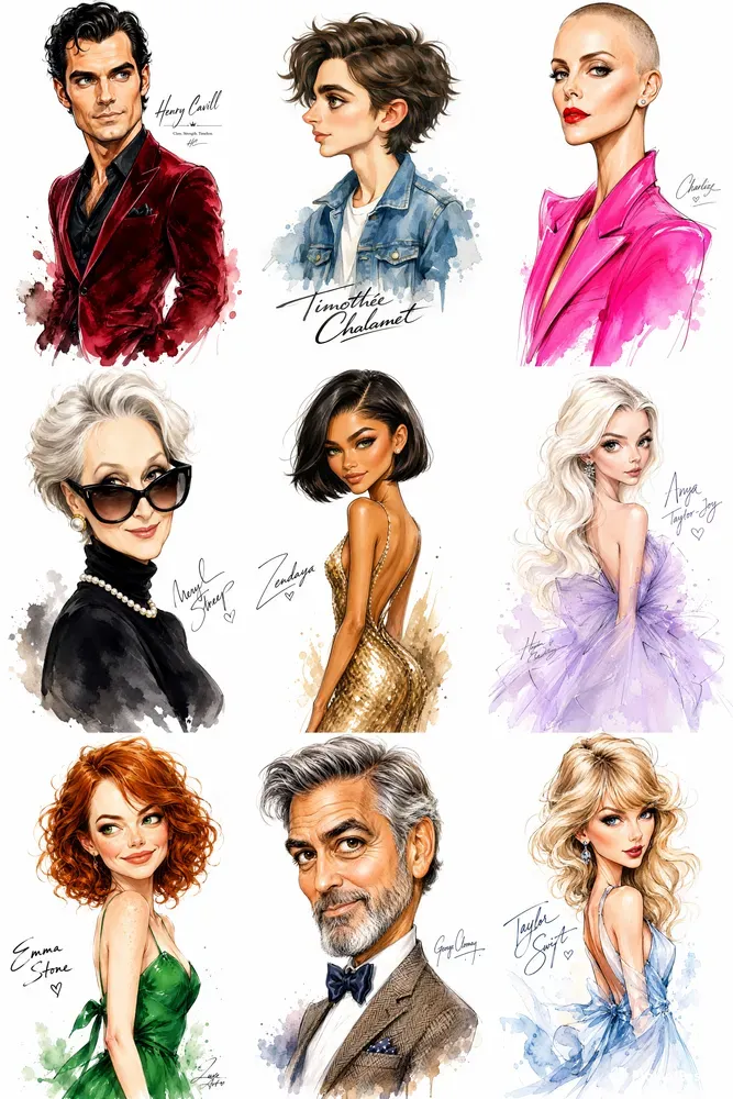 High End Celeb Fashion Caricatures