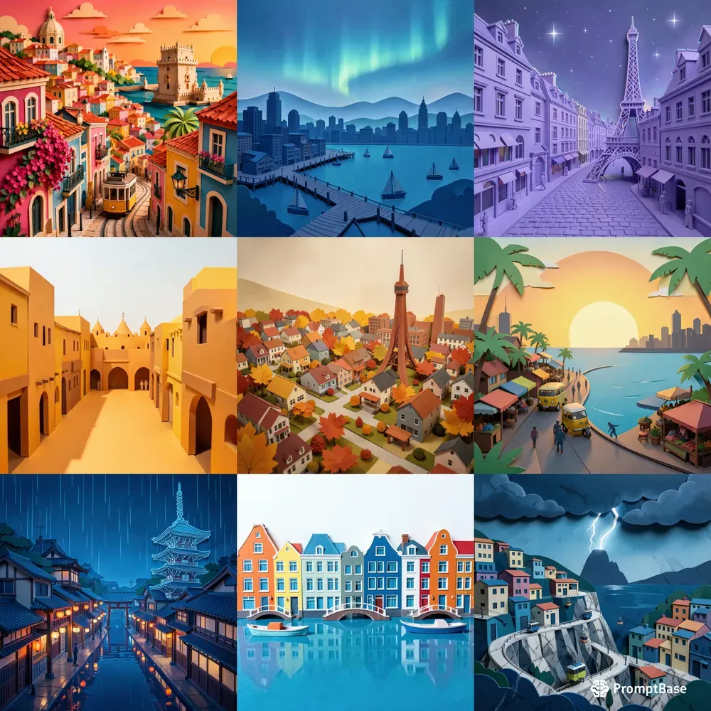 Colourful Paper Cut Cities