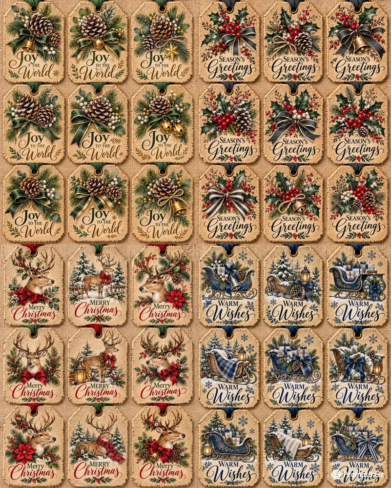 Rustic Farmhouse Christmas Gift Tag Sets