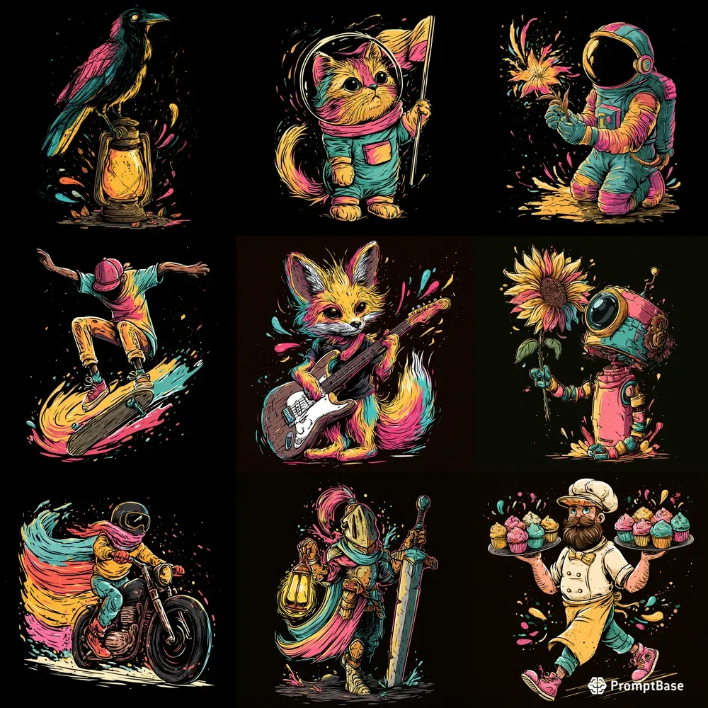 Vibrant Screenprint Merch Illustrations