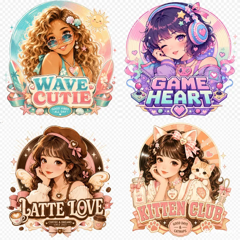 Kawaii Retro Logo Designs