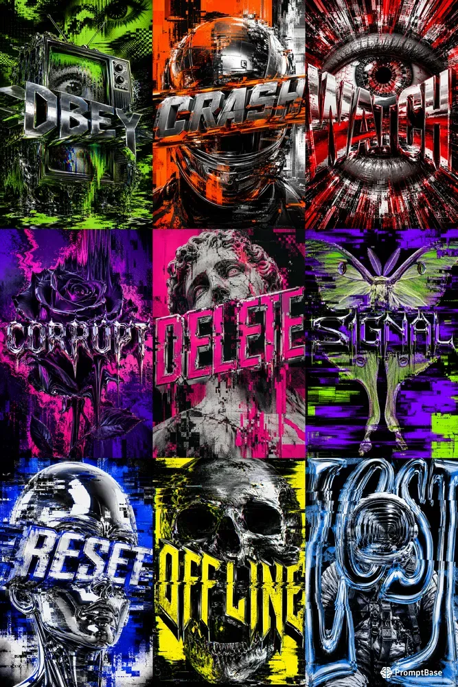 Glitch Chrome Poster Art
