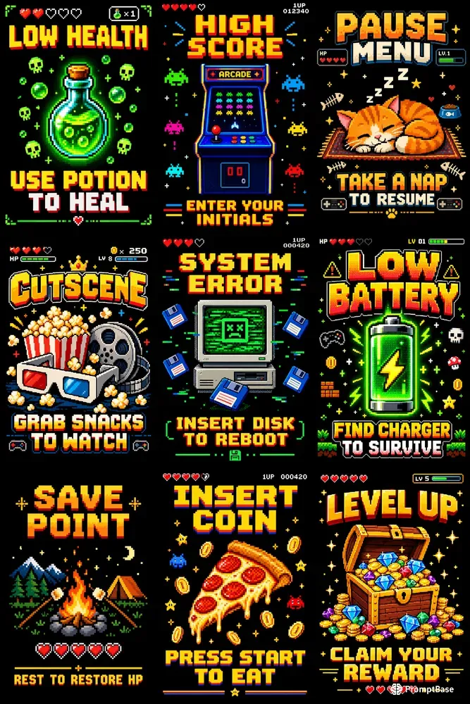 Retro 8 Bit Pixel Art Typography
