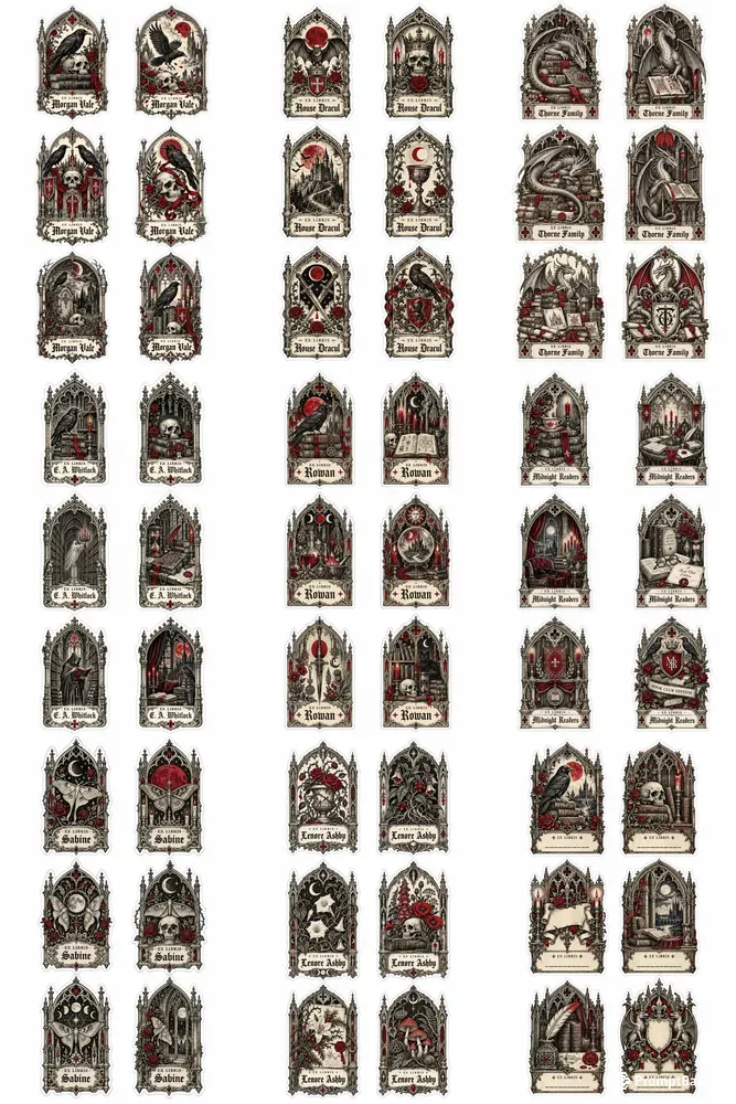 Gothic Bookplate Art Stickers