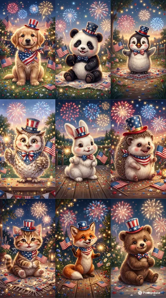 Patriotic 4th July Baby Animals