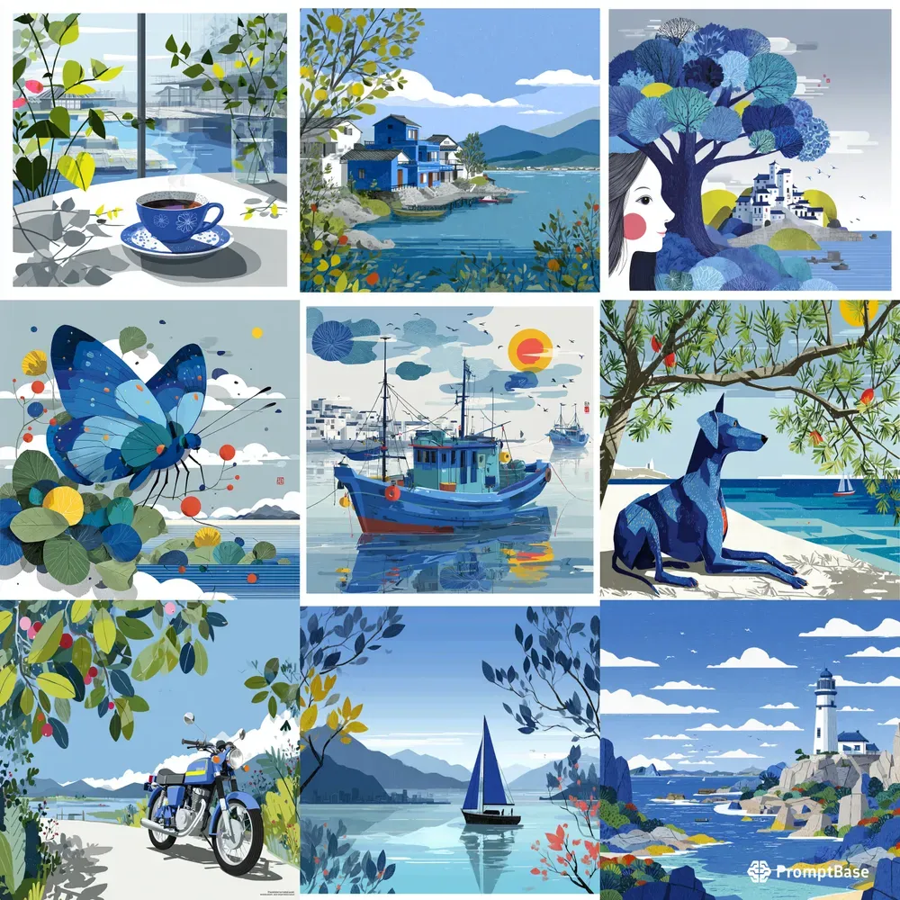 Editorial Coastal Folk Prints Painterly