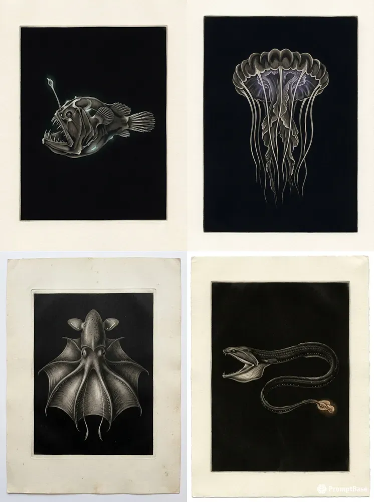 Mezzotint Abyssal Specimen Prints