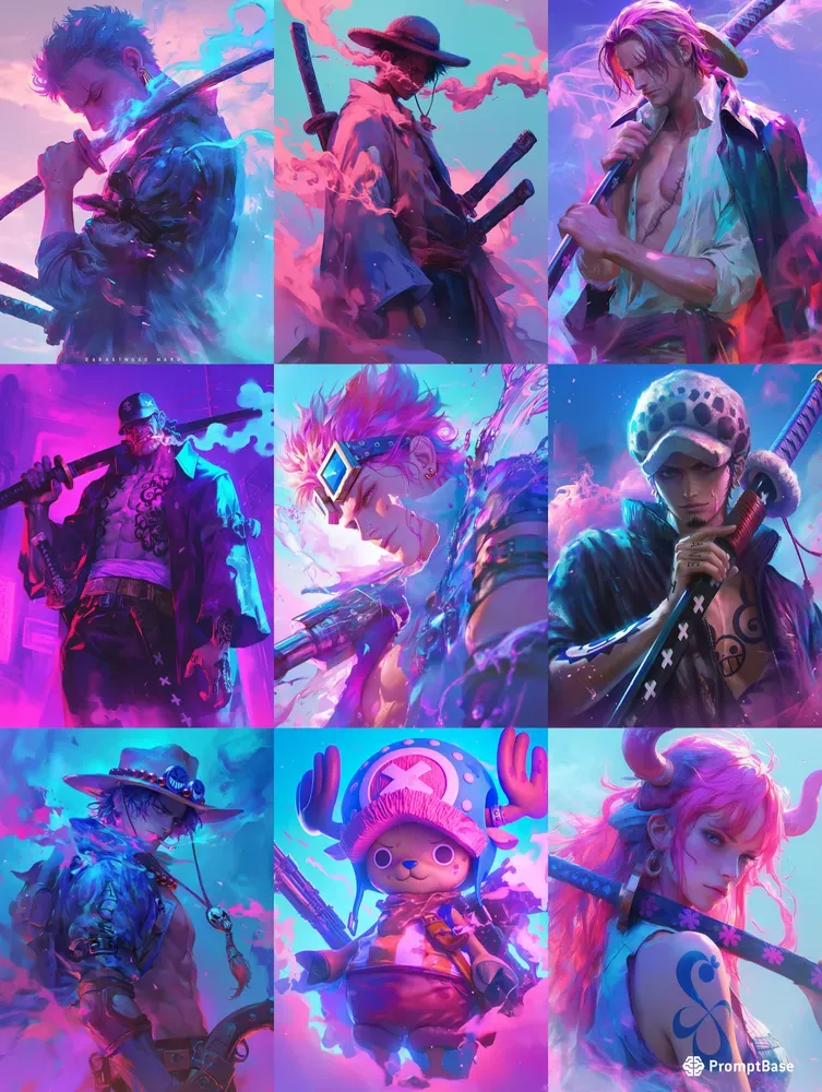 Neon Vaporwave One Piece Art