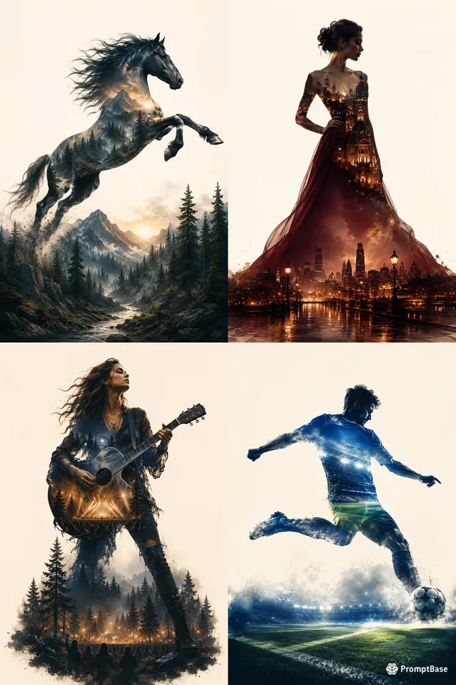Double Exposure Silhouette Art