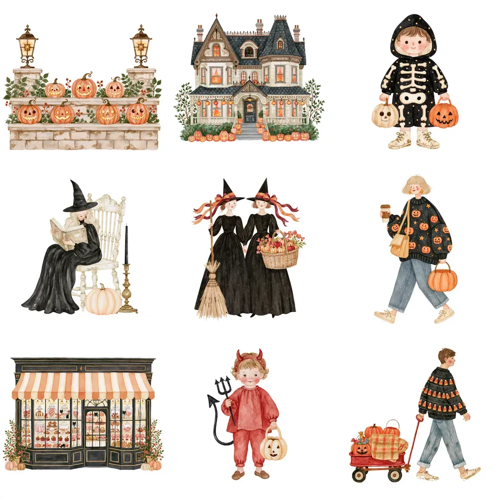 Nostalgic Halloween Watercolor Cliparts