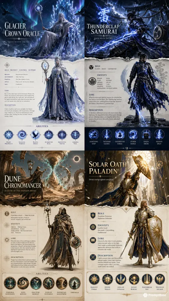 Fantasy RPG Character Landing Pages