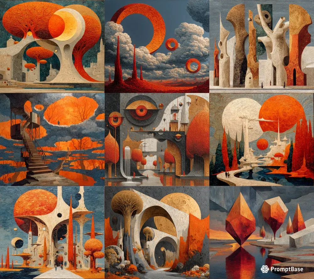 Surreal Grattage Landscapes