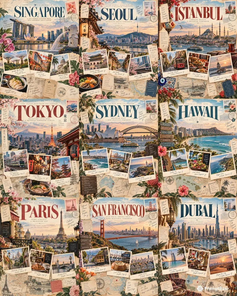 Vintage Travel City Poster Facebooks