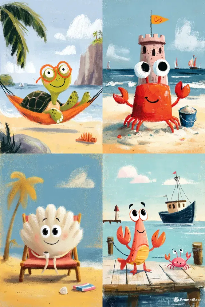 Funny Ocean Friends Kids Clipart