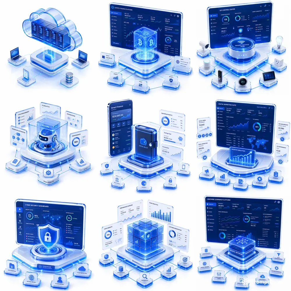 Premium Futuristic Isometric Tech Icons
