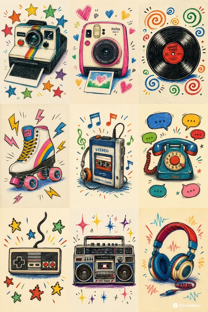 Handdrawn Retro Product Sketch Art