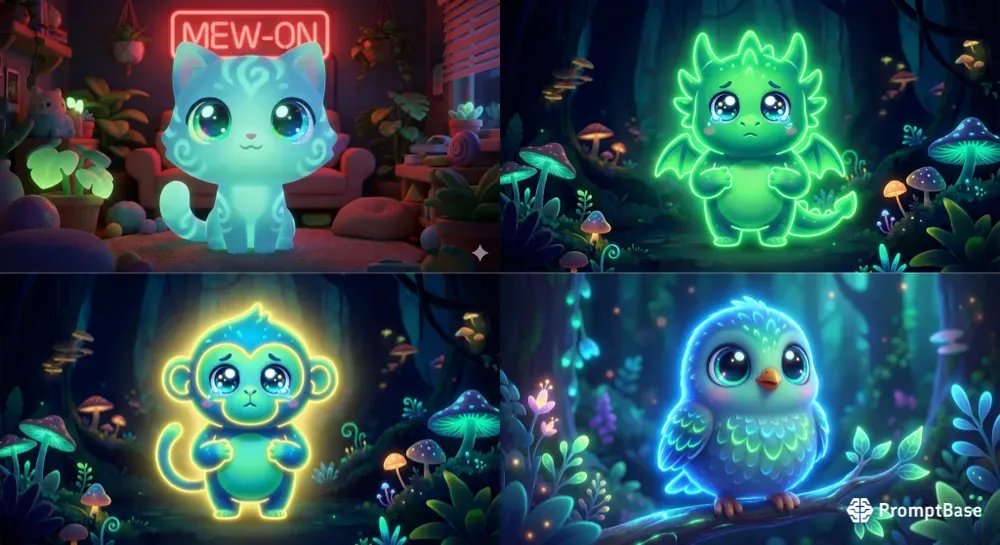 Bioluminescent Kawaii Animals