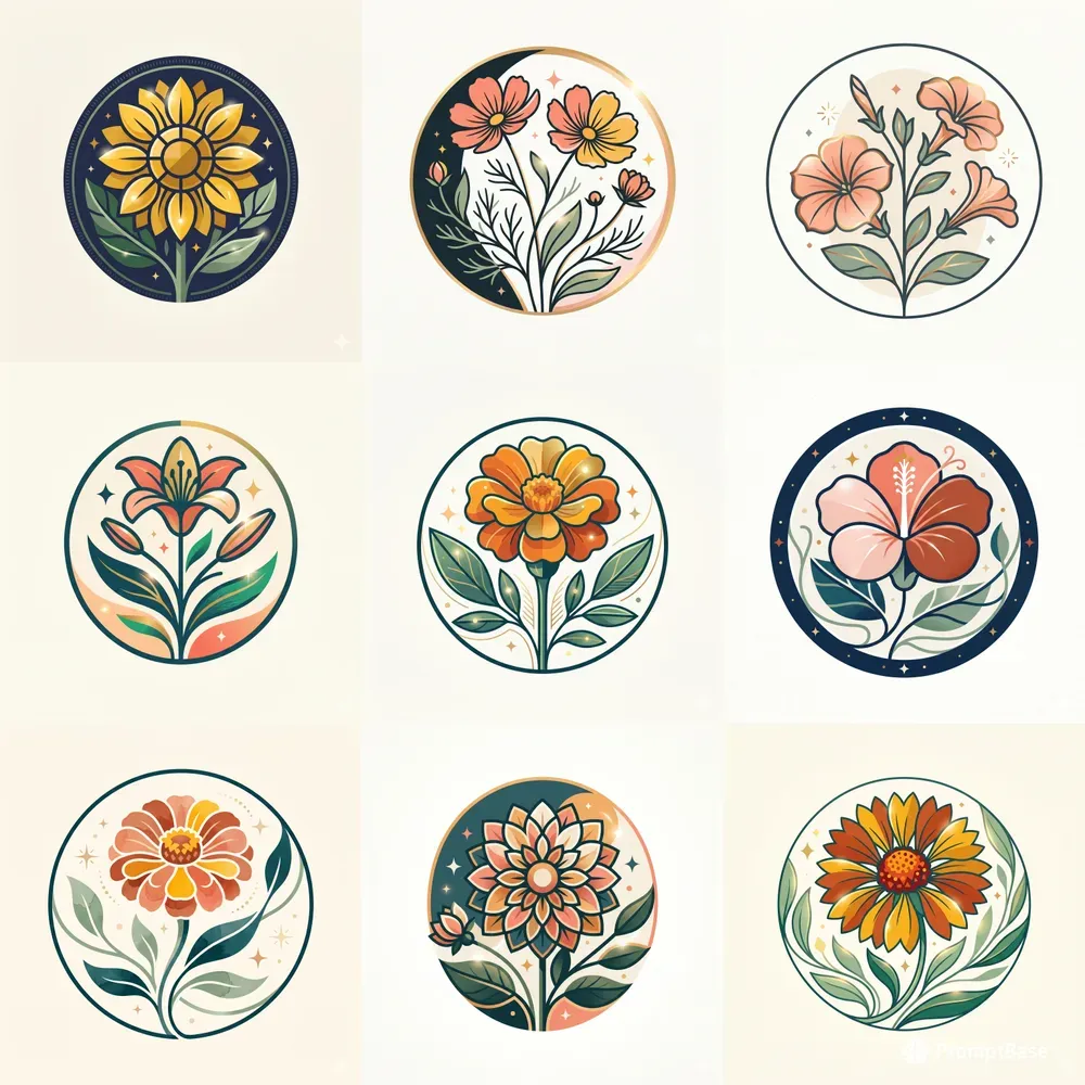 Modern Summer Floral Emblems