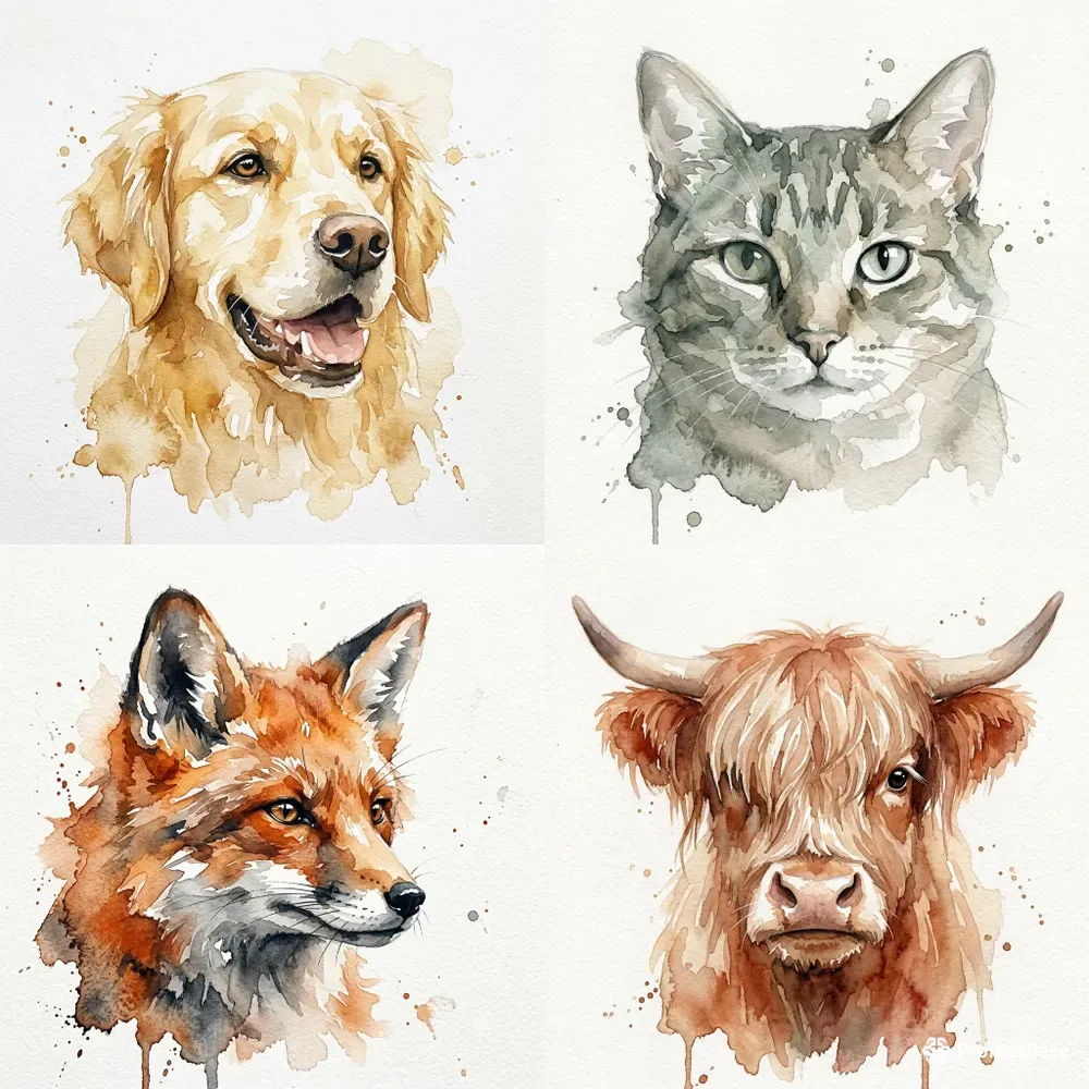 Loose Watercolor Animal Portrait Art