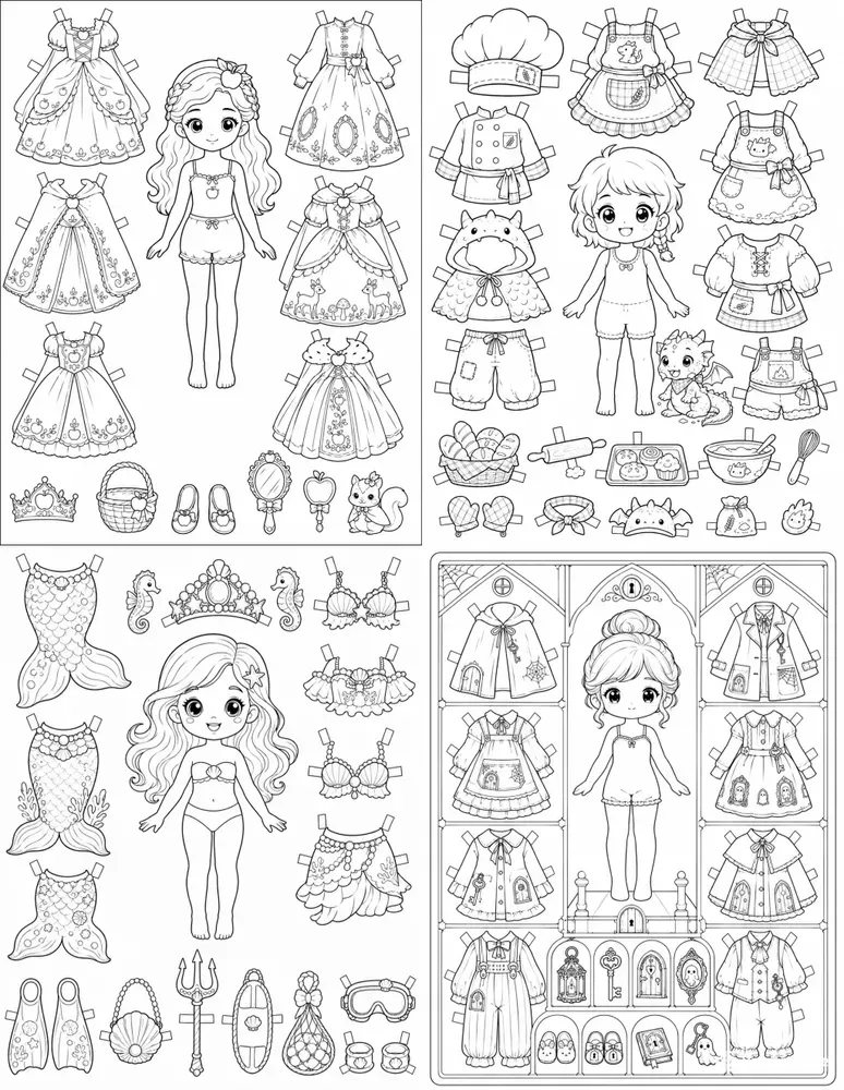Dressup Paper Doll Coloring Books