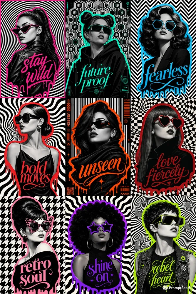 Pop Art Op Illusion Graphic Portraits