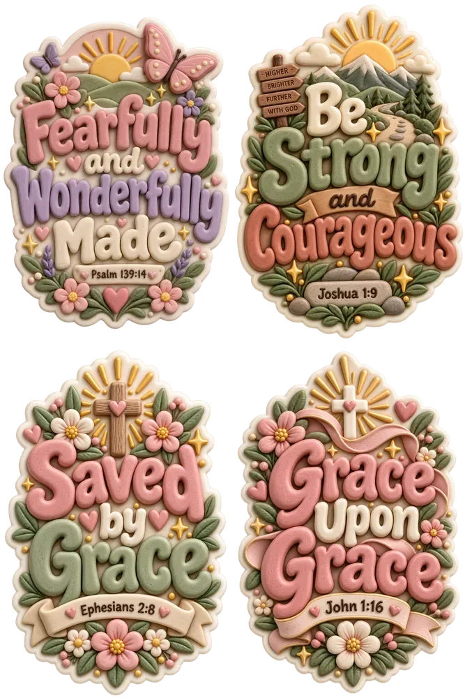 Christian Encouragement Clay Stickers