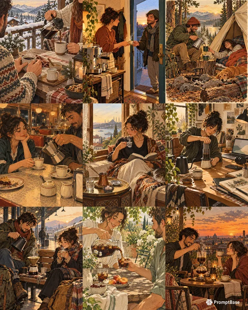 Coffee Ritual Illustration Posters